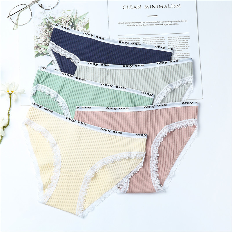 5PCS/lot Women Panties Sexy Cotton Underwear Cute Printed Intimate Plus Size Briefs Breathable pink Underpants lingerie 201112