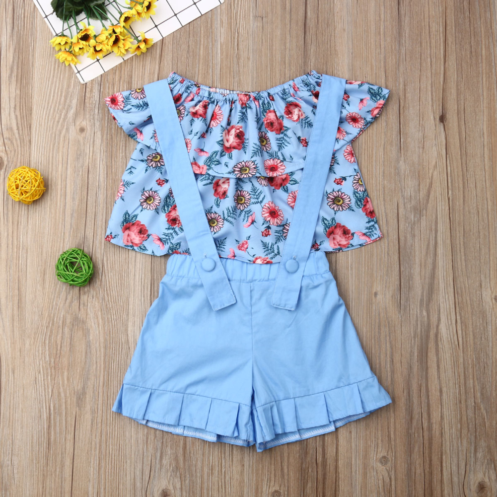 2PCS Toddler Baby Girl 1-6Y Clothes Sets Flower Off-Shoulder Tops+Bib Shorts Outfit Casual Clothes, Blk/green
2PCS Toddler Baby Girl 1-6Y Clothes Sets Flower Off-Shoulder Tops+Bib Shorts Outfit Casual Clothes, Blk/green