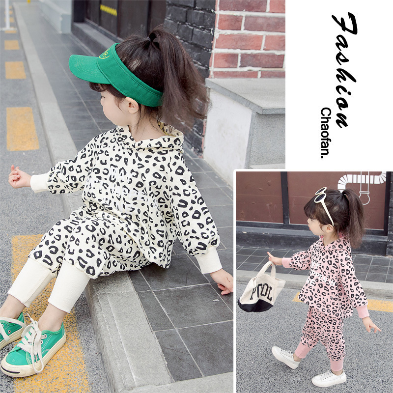 0 To 6 Years Baby Girls Hooded Cute Boutique Tracksuit Spring Autumn Fashion Leopard Print Long Sleeve Halloween Two Piece SetsX1019