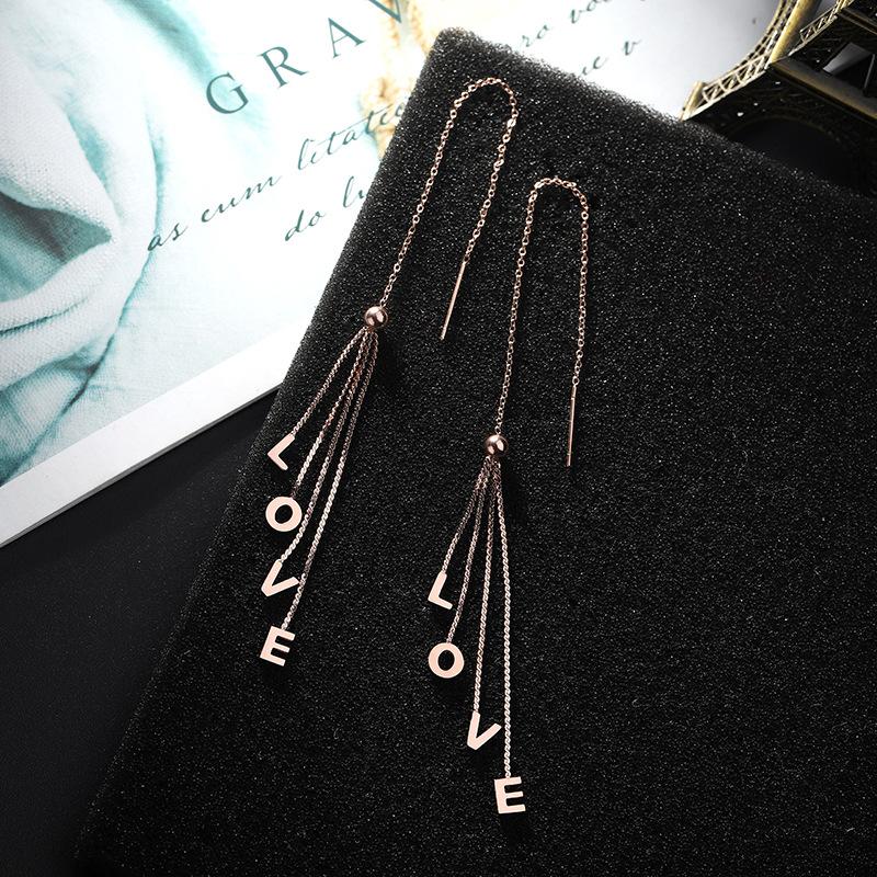 JIOROMY Double Line Bar Titanium Steel Long Tassel Chain Drop Dangle Earrings Love Letters Fashion Jewelry EFor Women Gifts
JIOROMY Double Line Bar Titanium Steel Long Tassel Chain Drop Dangle Earrings Love Letters Fashion Jewelry EFor Women Gifts