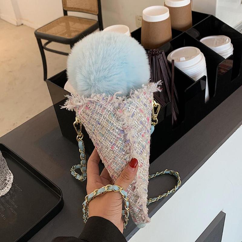 Sweet Girl Ice cream Crossbody bag 2021 Fashion New High-quality Wool Women's Designer Handbag Chain Shoulder Messenger bag, Blue
Sweet Girl Ice cream Crossbody bag 2021 Fashion New High-quality Wool Women's Designer Handbag Chain Shoulder Messenger bag, Blue