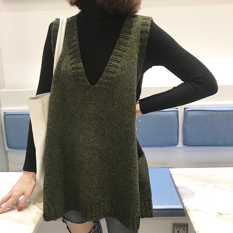 Plus size women's sweater vest autumn winter V-neck loose sleeveless vest sweater jacket women 201223