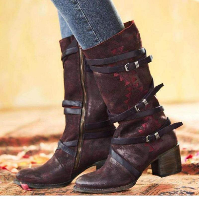 Women boots chunky high heels platform ladies shoes vintage faux leather buckle strap riding boots plus size chaussures femme, Red brown
Women boots chunky high heels platform ladies shoes vintage faux leather buckle strap riding boots plus size chaussures femme, Red brown