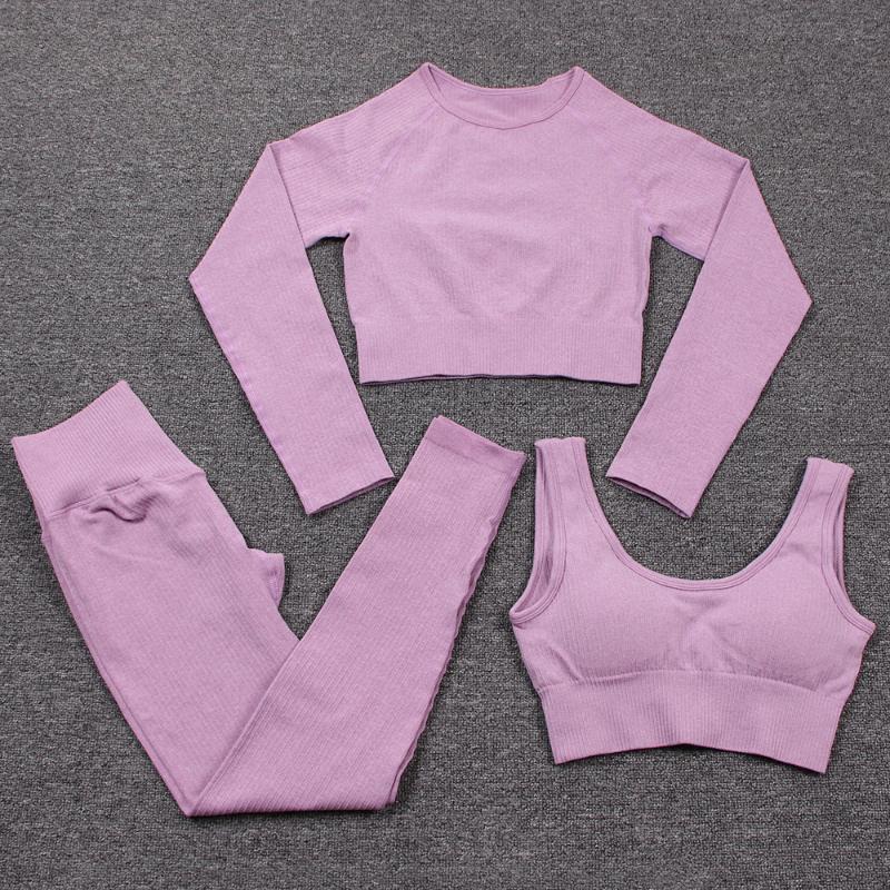3PCS Fitness Sportwear Yoga Set Women Long Sleeve Crop Top High Waist Leggings Seamless Yoga Set Running Gym Workout Clothes, Black bra
3PCS Fitness Sportwear Yoga Set Women Long Sleeve Crop Top High Waist Leggings Seamless Yoga Set Running Gym Workout Clothes, Black bra