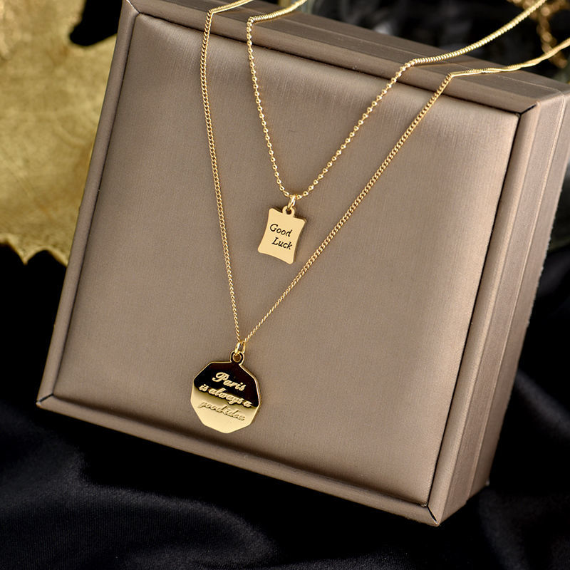 Do Not Fade Titanium Steel Bath Do Not Pick Lucky Small Square Double Necklace Women Cool Wind Goodluck Clavicle Chain
Do Not Fade Titanium Steel Bath Do Not Pick Lucky Small Square Double Necklace Women Cool Wind Goodluck Clavicle Chain