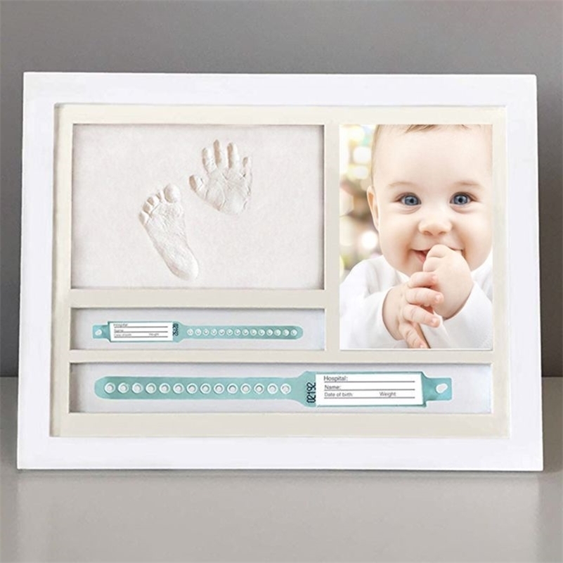 One Year Old Baby Infants Gifts Newborn Hand and Foot Prints Print Mud Photo Frame Commemorative Table Decoration Frames 201211 H260306