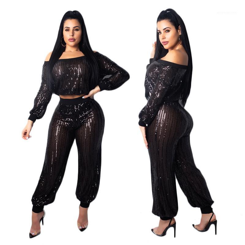 Stripe Sequins Sheer Two Piece Set Rompers Women Sexy Slash Neck Off Shoulder Lantern Sleeve Crop Top Bloomers Pants Club Outfit1, Black
Stripe Sequins Sheer Two Piece Set Rompers Women Sexy Slash Neck Off Shoulder Lantern Sleeve Crop Top Bloomers Pants Club Outfit1, Black