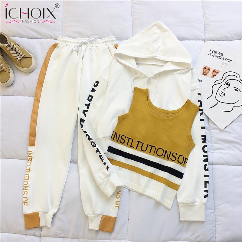 Ichoix Autumn Suit Women's 2020 New Trend Loose Coat Harem Pants Three-piece Set Female 3 Piece Sport Kit Casual Home Wear Cloth, White top
Ichoix Autumn Suit Women's 2020 New Trend Loose Coat Harem Pants Three-piece Set Female 3 Piece Sport Kit Casual Home Wear Cloth, White top