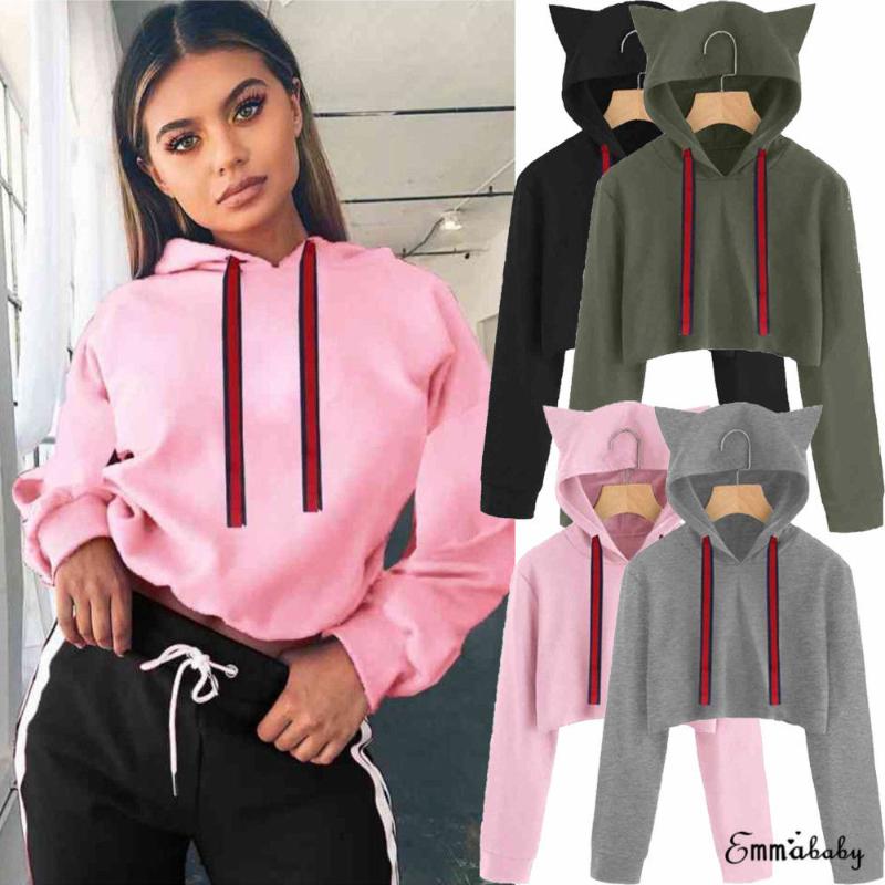 Women' Hoodies & Sweatshirts 2021 Autumn Women Solid Crop Hoodie Long Sleeve Jumper Hooded Pullover Coat Casual Sweatshirt Top Cartoon Ear, Black
Women' Hoodies & Sweatshirts 2021 Autumn Women Solid Crop Hoodie Long Sleeve Jumper Hooded Pullover Coat Casual Sweatshirt Top Cartoon Ear, Black