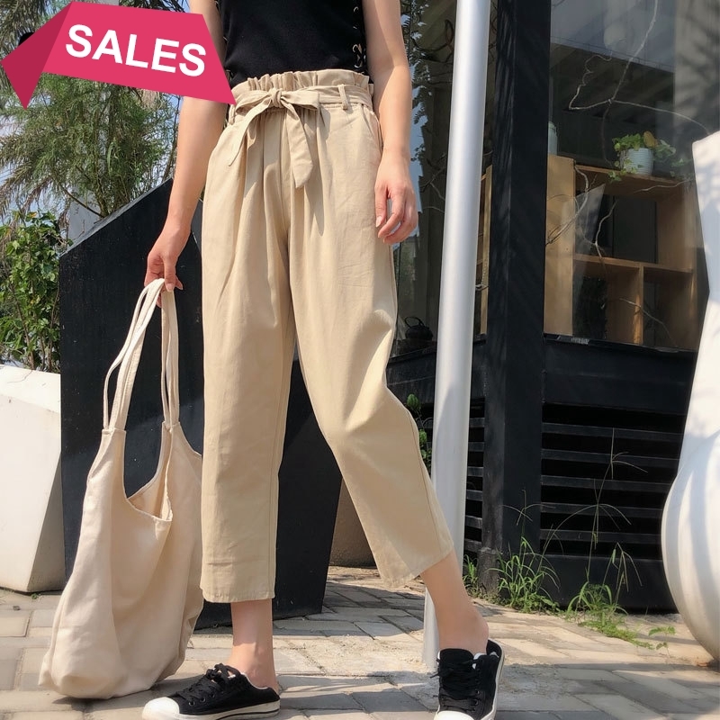 2021 New Women Harajuku Long Ankle Length Harem Summer Autumn Pencil Trousers Casual Crgo Pants Streetwear Bowtie Lwhc, Apricot 111 
2021 New Women Harajuku Long Ankle Length Harem Summer Autumn Pencil Trousers Casual Crgo Pants Streetwear Bowtie Lwhc, Apricot 111