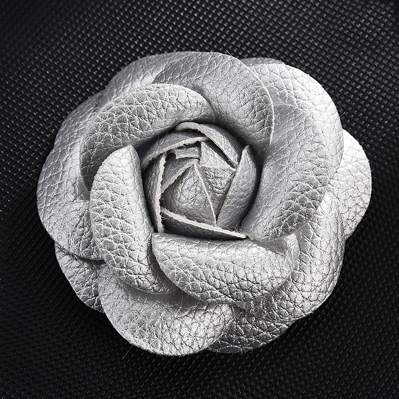 Other Accessories Women Quality Leather Camellia Flower Brooch Pins Women Suit Sweater Shirt Pin Broochs Handmade DIY