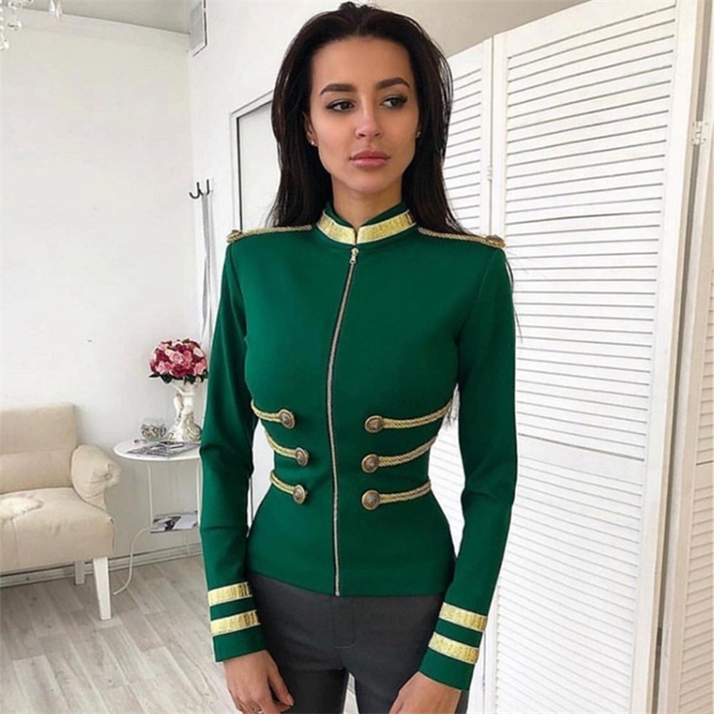 New Fshion Slim Jacket Bandage Long Sleeve Black Front Zipper Celebrity Party Bodycon Coats Women Vestidos Y201001