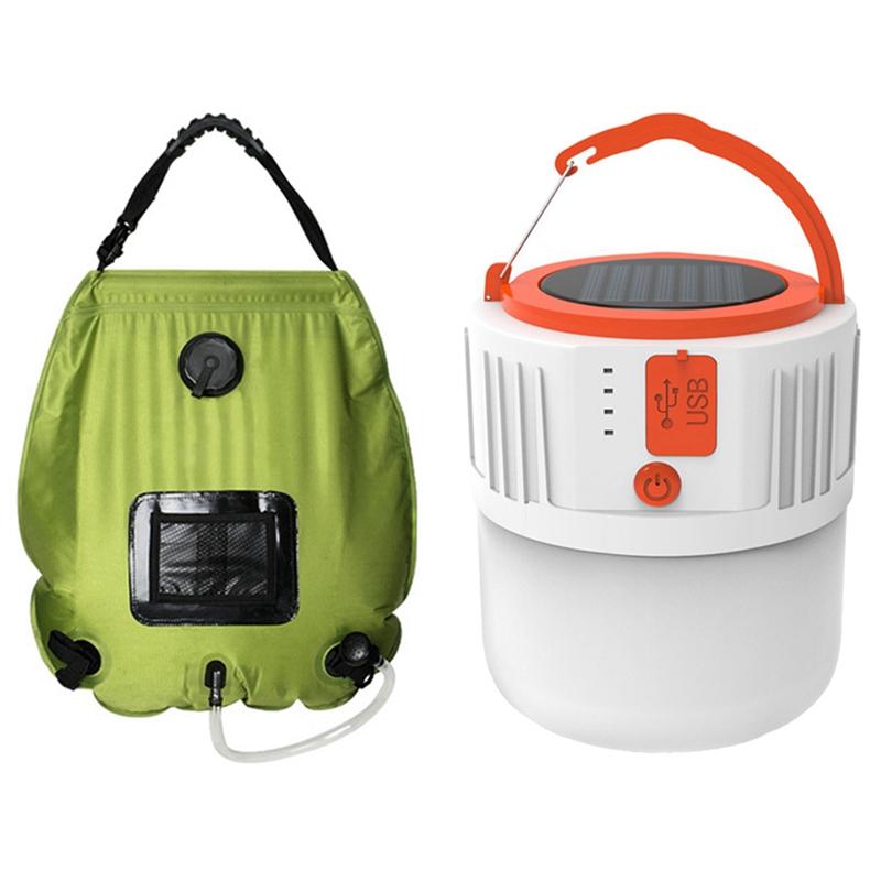 Thick Shower Bag Folding Water Bag Outdoor Supplies with Solar LED Camping Light USB Rechargeable Emergency Light, As shown
Thick Shower Bag Folding Water Bag Outdoor Supplies with Solar LED Camping Light USB Rechargeable Emergency Light, As shown