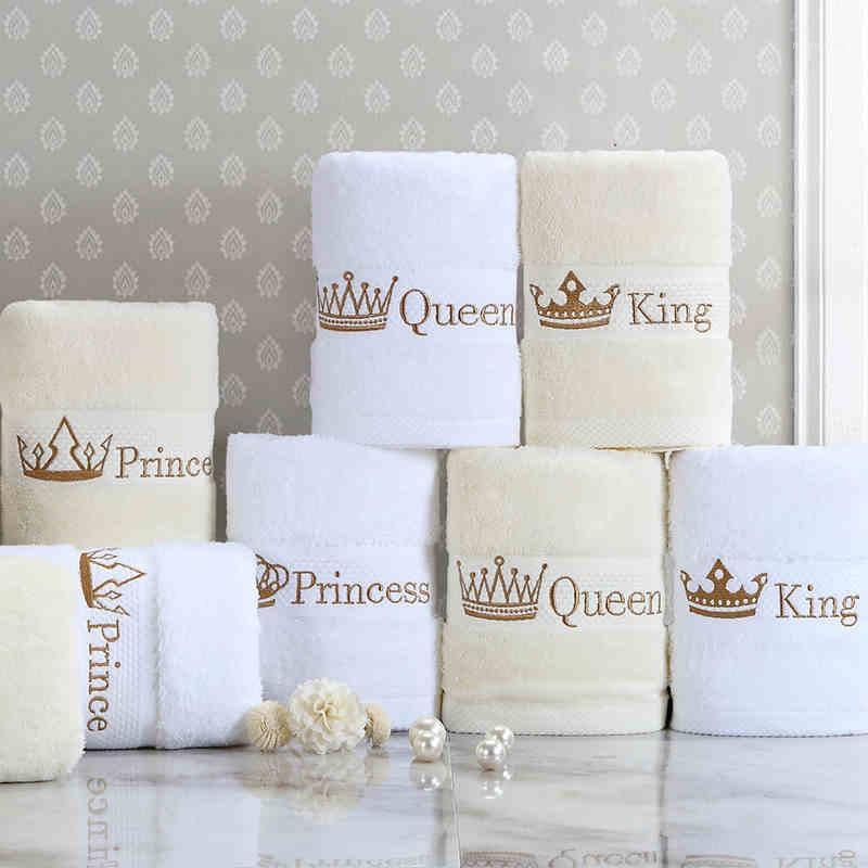 towel 100% cotton Face towel adult men and women's crown embroidered Towels kids travel1, White king