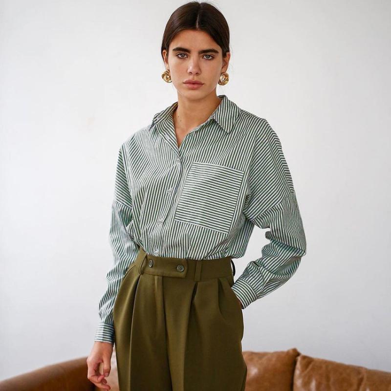 Women Blouse 2020 Elegant Top Women' Striped Long Sleeved Shirt Autumn And Winter New Commuting Casual Loose Bottoming Shirt, Green
Women Blouse 2020 Elegant Top Women' Striped Long Sleeved Shirt Autumn And Winter New Commuting Casual Loose Bottoming Shirt, Green