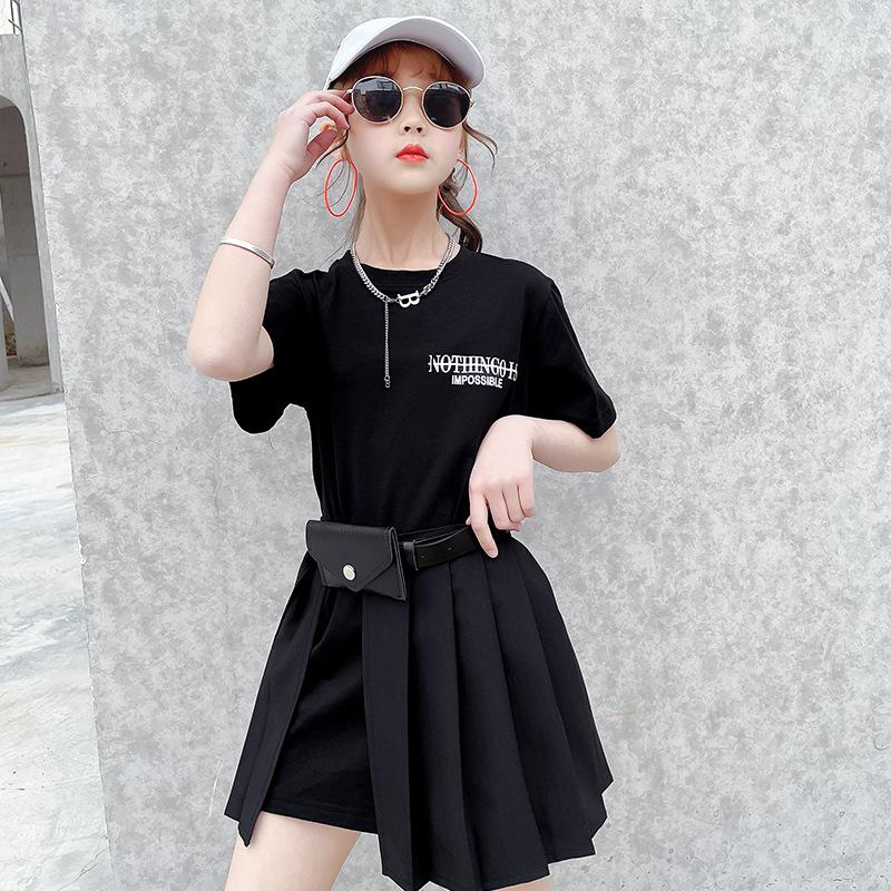 Clothing Sets Fashion Girls Short Sleeve Letter T-shirts Dresses Solid Pleated Skirt Gift Leather Belt Children Teenage Clothes 3pcs, White
Clothing Sets Fashion Girls Short Sleeve Letter T-shirts Dresses Solid Pleated Skirt Gift Leather Belt Children Teenage Clothes 3pcs, White