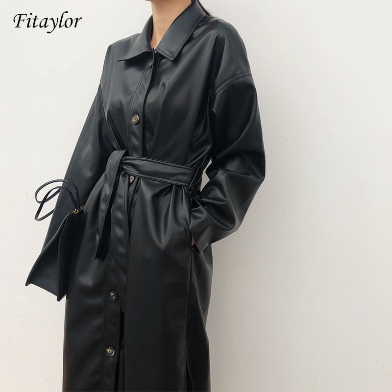 Fitaylor PU Leather Long Jacket 2020 New Spring Women Loose Belt Faux Leather Windbreaker Trench Coat Slim Spring Jacket 201124, Light khaki
Fitaylor PU Leather Long Jacket 2020 New Spring Women Loose Belt Faux Leather Windbreaker Trench Coat Slim Spring Jacket 201124, Light khaki