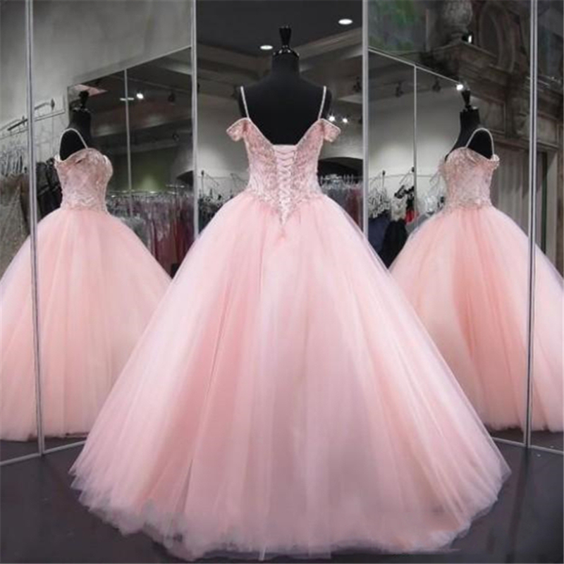 Pink Ball Gown Quinceanera Dresses Lace Appliques Beaded Sweet 16 Dresses Plus Size Party Prom Evening Gowns Custom Made QC1519