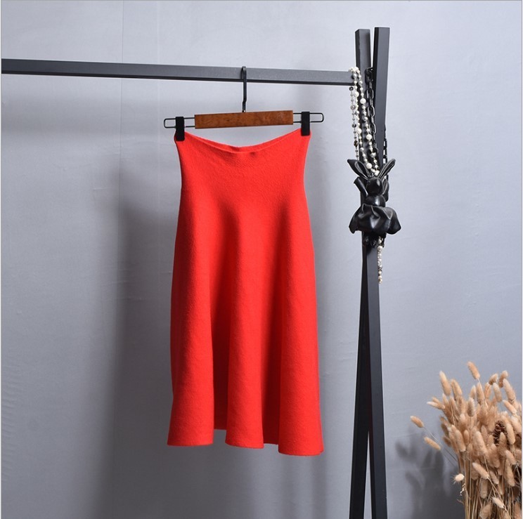 black grey wine red blue stretch high waist wool umbrella aline knitted for women autumn winter thickening warm woollen skirts T200324