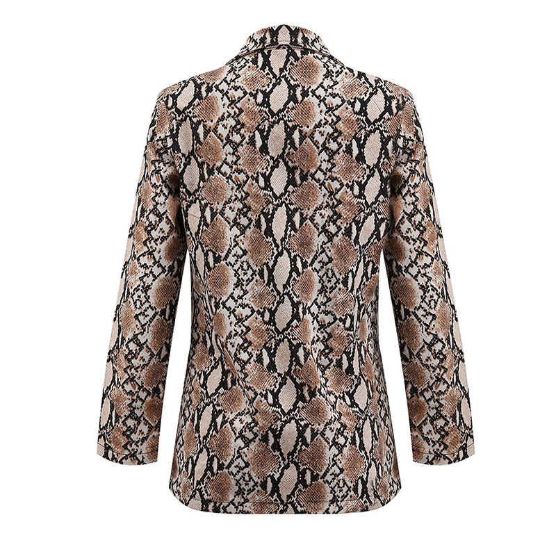 2019 Chic Women Snake Print Blazer Notched Collar Long Sleeve Coat Female Outerwear Women Suit Top OL Jacket Female Thin Coat T200319