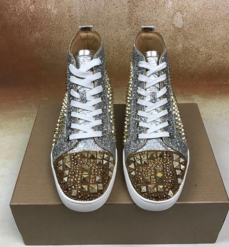 Wholesale Wedding Party Luxury Sneakers Casual Shoes Men's Flat Red Bottom high top sneaker Shoe Diamond Spikes trainers Men Trainers l, Black
Wholesale Wedding Party Luxury Sneakers Casual Shoes Men's Flat Red Bottom high top sneaker Shoe Diamond Spikes trainers Men Trainers l, Black