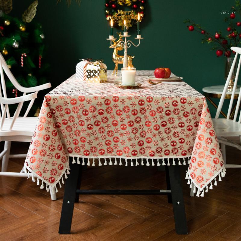 Upscale Luxury Christmas Tablecloth Red Elk Snowflake Printed Linen Cotton Decor table cloth White Tassel Hem Wedding Tablecover1
Upscale Luxury Christmas Tablecloth Red Elk Snowflake Printed Linen Cotton Decor table cloth White Tassel Hem Wedding Tablecover1