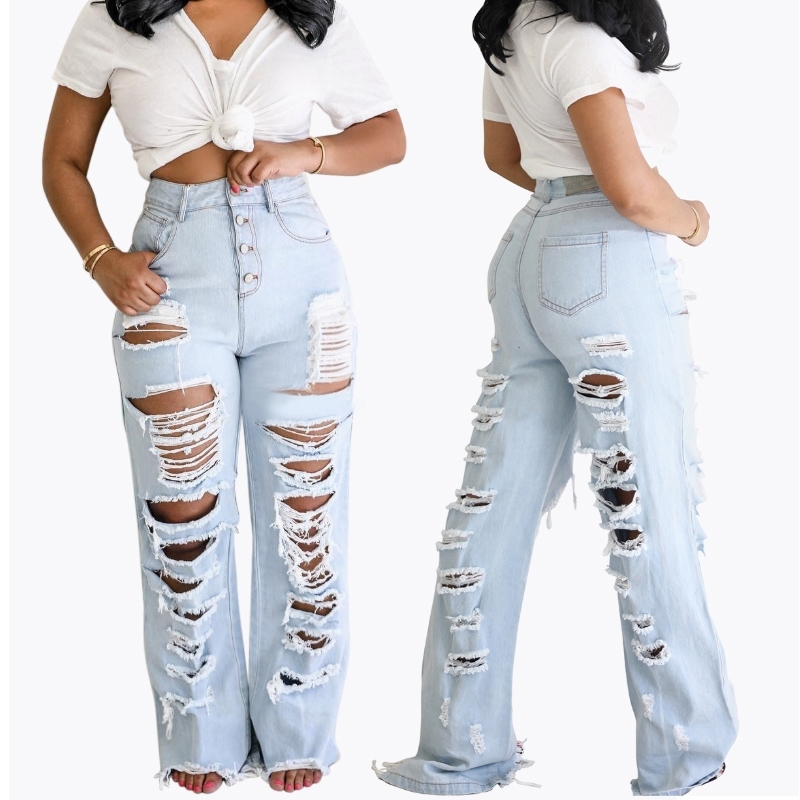 Streetwear Beggar Front Back Holes Destroyed Ripped Jeans For Women High Waist Distressed Jeans Loose Boyfriend Jeans Woman Mom 201029