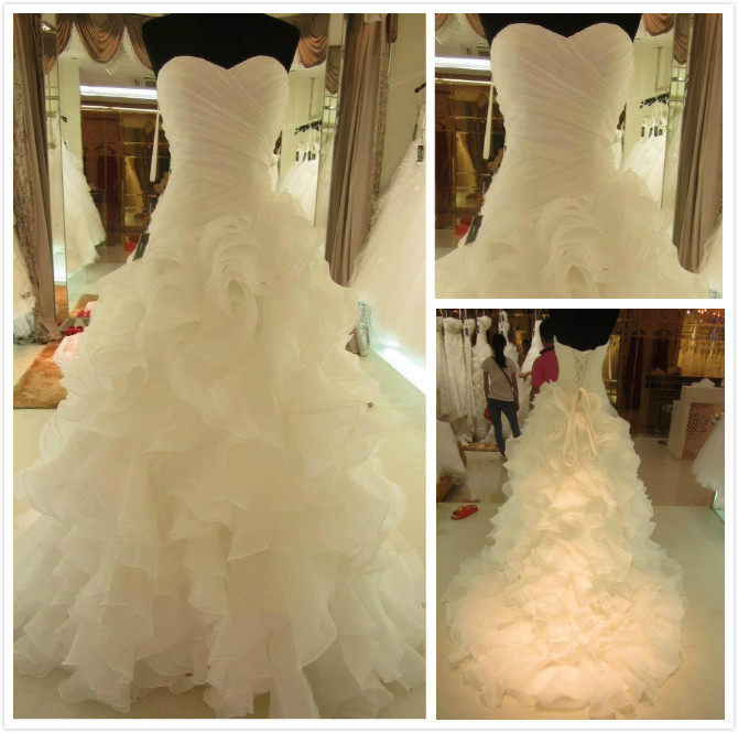 Gorgeous Organza Mermaid Wedding Dresses Tiered Skirt Designer Long Ruffles Wedding Gowns For Bride 2022 White Sleeveless Sweetheart Boho Bridal Dress