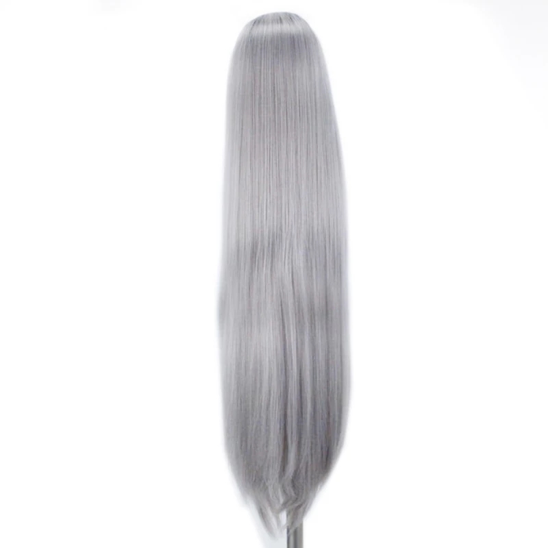 Free part Ombre Silver Gray Wig Synthetic Lace Front Wig Heat Resistant Fiber Hair Glueless Cosplay lace frontal Wigs with Black Roots
