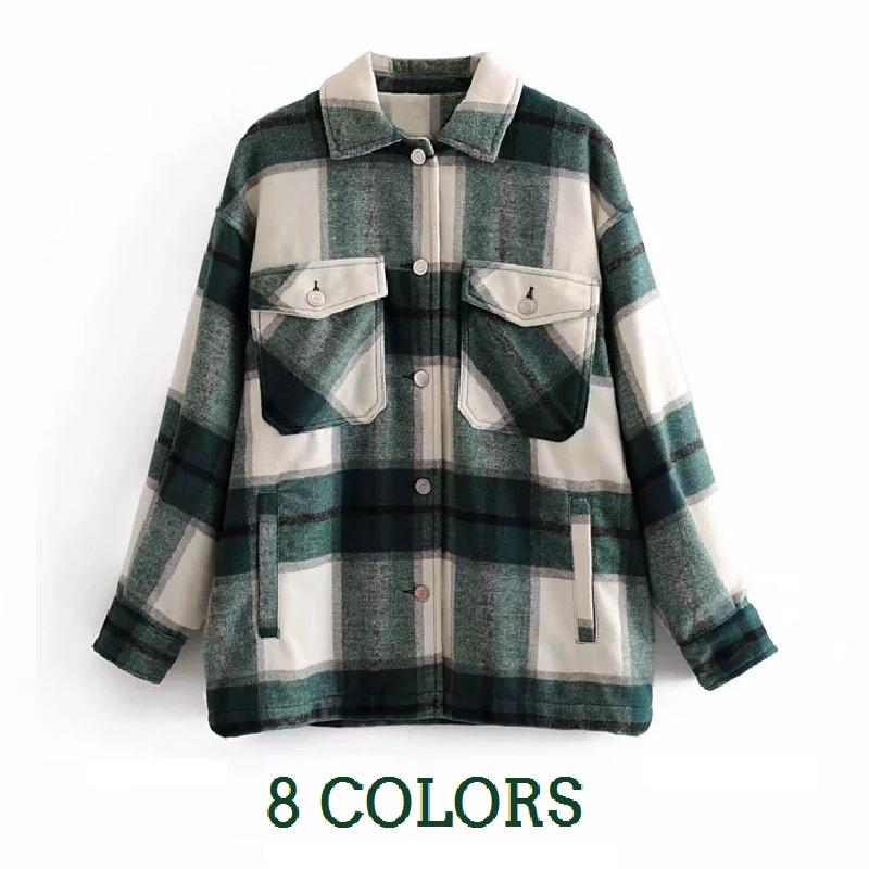 8 Colors Plaid Wool Shirt Women Fashion Lapel Collar Loose Female Long Coat Jacket Autumn Chic Pocket Warm Thick Blouse Coats, Blue
8 Colors Plaid Wool Shirt Women Fashion Lapel Collar Loose Female Long Coat Jacket Autumn Chic Pocket Warm Thick Blouse Coats, Blue