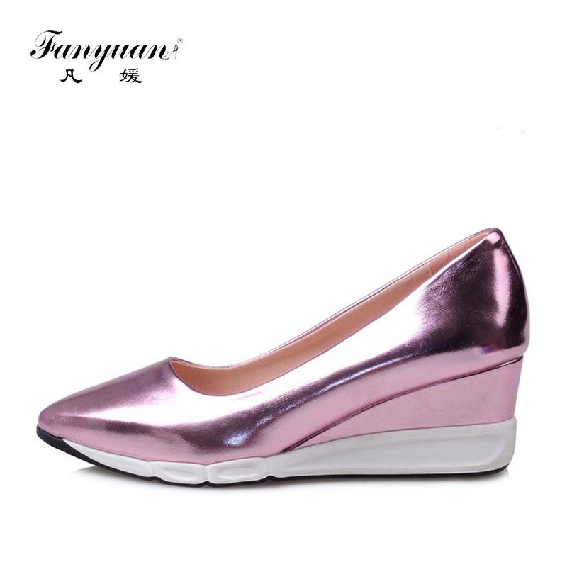 Fanyuan Casual Wedge Shoes Women Concise Pointed Toe High Heels Shallow Slip-on Footwear Female's Dress Heels Shoes Size 34-39, Gold
Fanyuan Casual Wedge Shoes Women Concise Pointed Toe High Heels Shallow Slip-on Footwear Female's Dress Heels Shoes Size 34-39, Gold