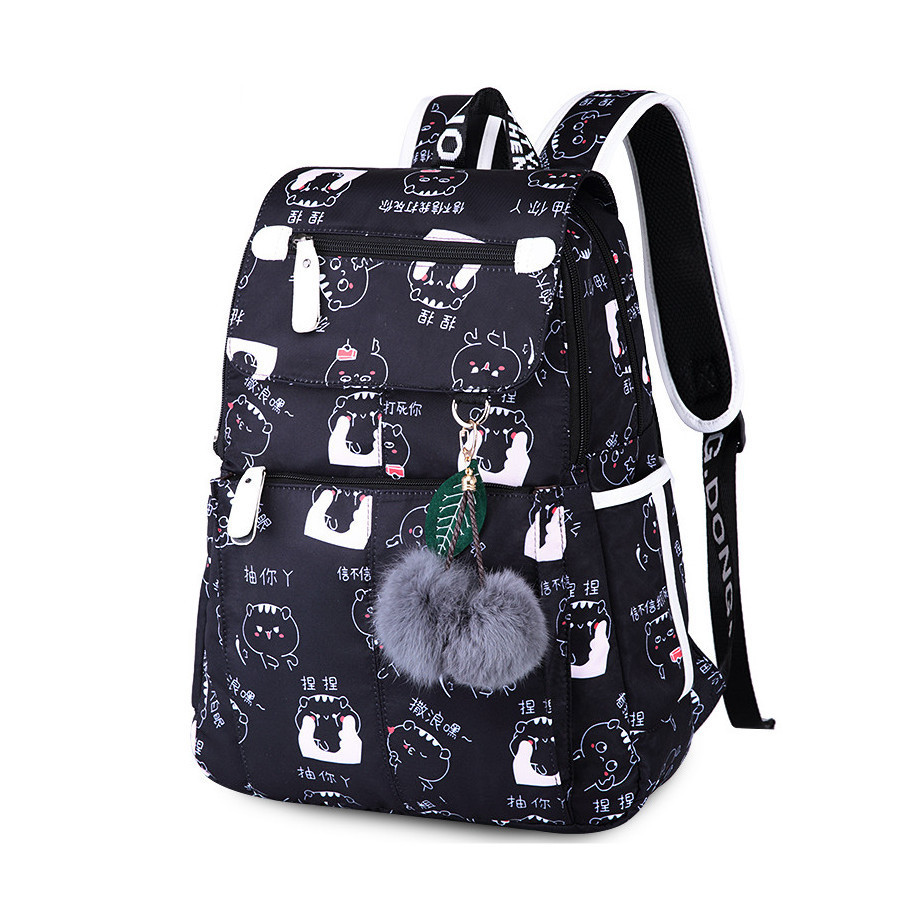 OKKID school bags for girls female laptop backpack usb backbag children backpacks cute cat school backpack for girls bag pack LJ201029