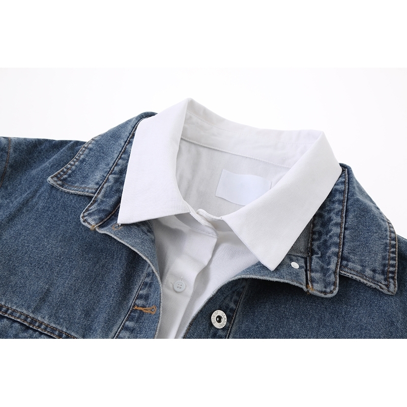 Women White Irregular Denim Big Size Blouse New Lapel Long Sleeve Loose Fit Shirt Fashion Spring Summer 1X255 201201