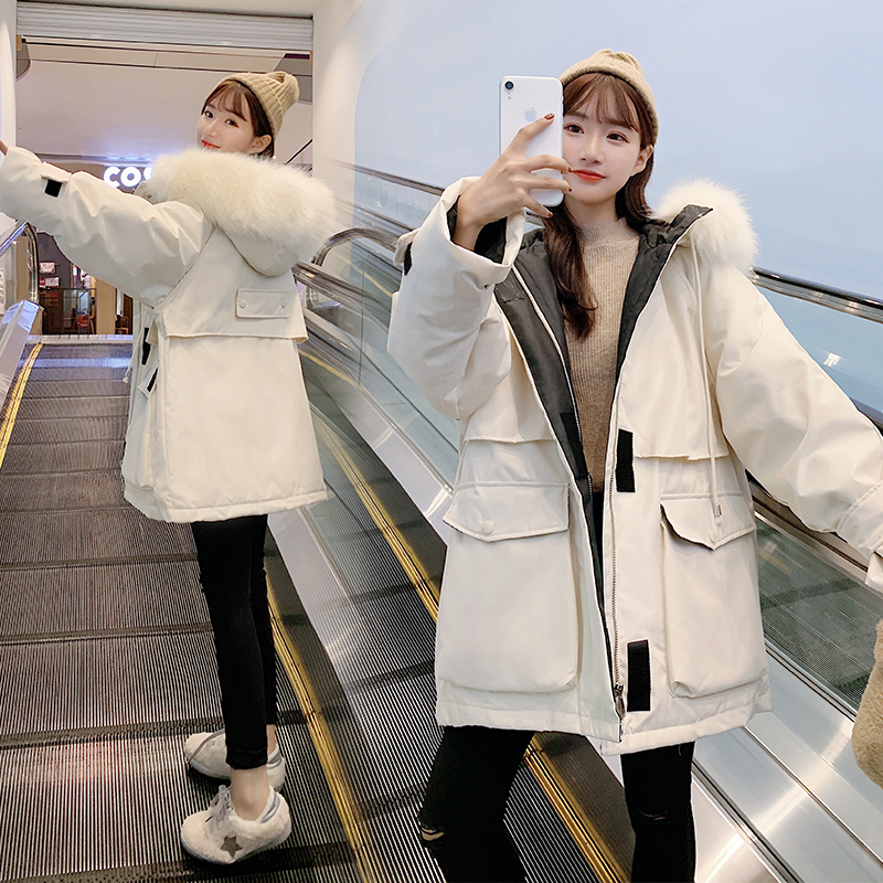 new down midlength loose waist parkas padded women winter bread jacket 201019