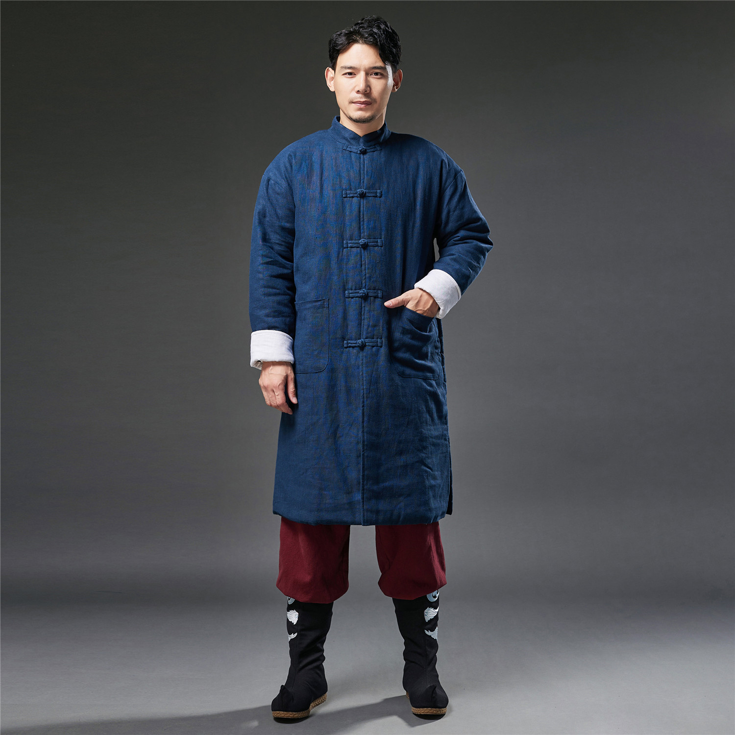 Traditional Chinese ethnic Clothing for men Cotton linen men's Cheongsam male Tang Suit Spring Autumn Hanfu Oriental outfit