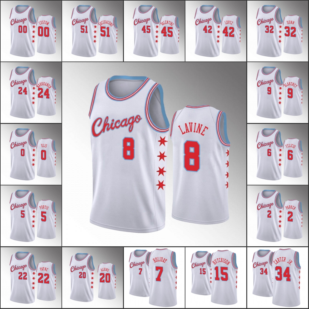 ChicagoBullsMen Denzel Valentine Kris Dunn Lauri Markkanen Zach LaVine Tyler Ulis Wihte 2021 Custom Basketball Jersey
ChicagoBullsMen Denzel Valentine Kris Dunn Lauri Markkanen Zach LaVine Tyler Ulis Wihte 2021 Custom Basketball Jersey