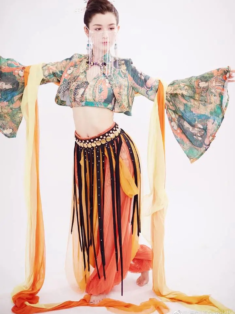 Hanikizi Ethnic Dance Costume dream Dunhuang flying fairy dance performance Outfit exotic style ancient China costume hanfu