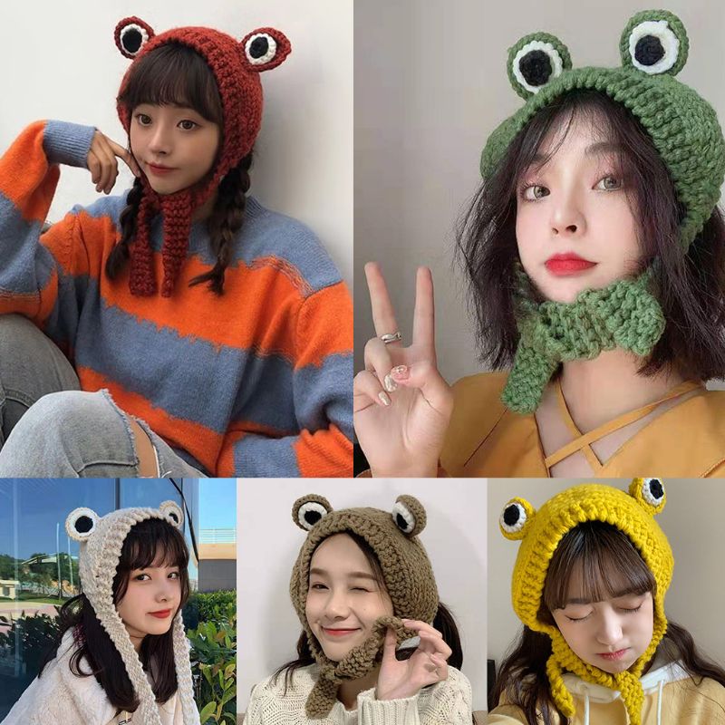 Women Men Cute Frog Eyes Weave Knitted Skullies Beanie Hat Solid Color Chunky Crochet Harajuku Winter Warm Earflap Cap, Kh
Women Men Cute Frog Eyes Weave Knitted Skullies Beanie Hat Solid Color Chunky Crochet Harajuku Winter Warm Earflap Cap, Kh