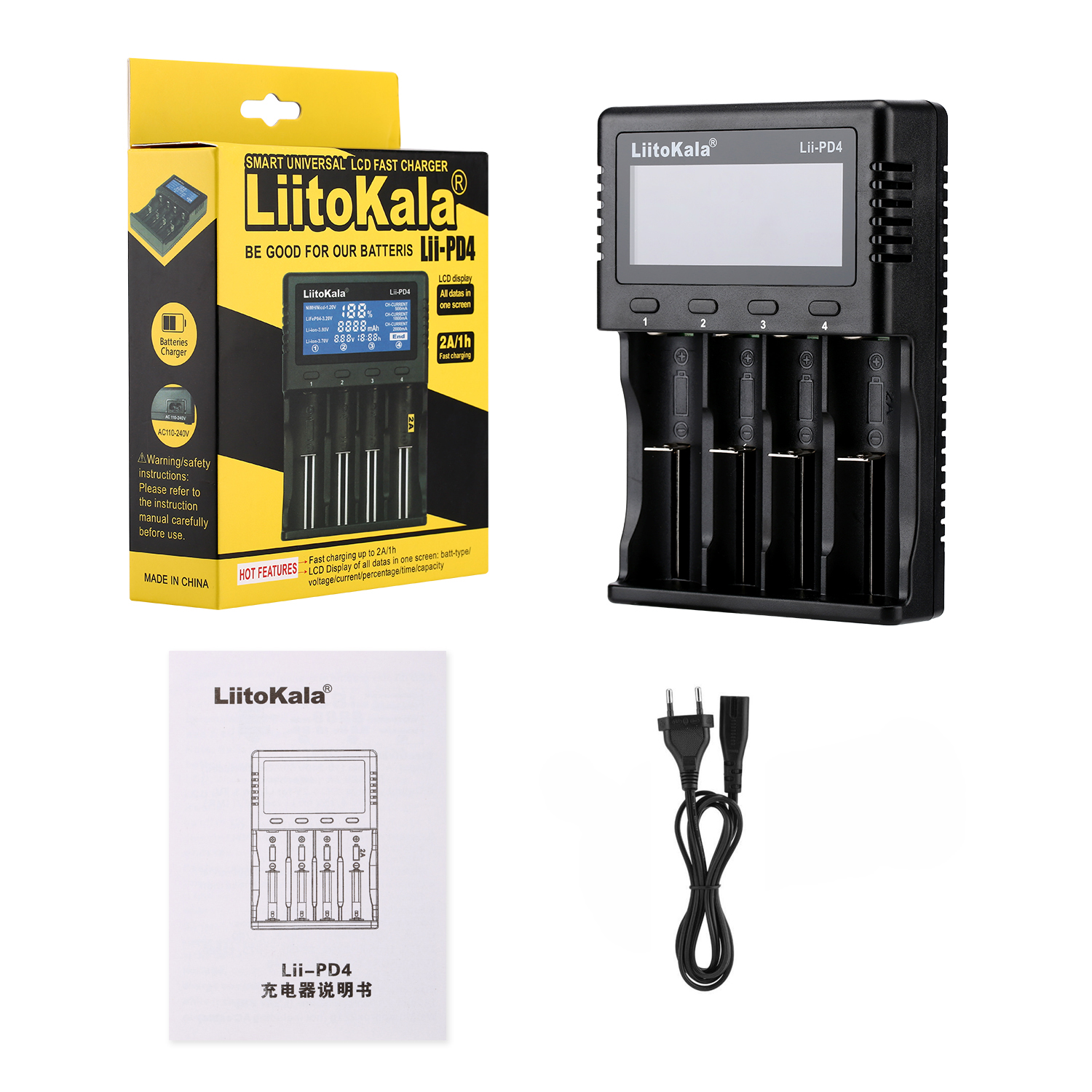 

Wholesale LiitoKala Lii-PD4 4 slot LCD Smart 18650 Battery Charger for 3.7V Li-ion 18650/18500/16340/26650/21700 /20700/18350/CR123A Rechargeable batteries