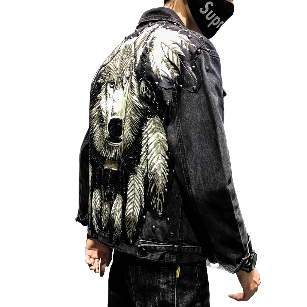 2021 New Punk-style Rivet-embroidered Wolf Romance Man-made Trending Fashion Denim Street Shot Men's Jacket Fit Black D45s
2021 New Punk-style Rivet-embroidered Wolf Romance Man-made Trending Fashion Denim Street Shot Men's Jacket Fit Black D45s