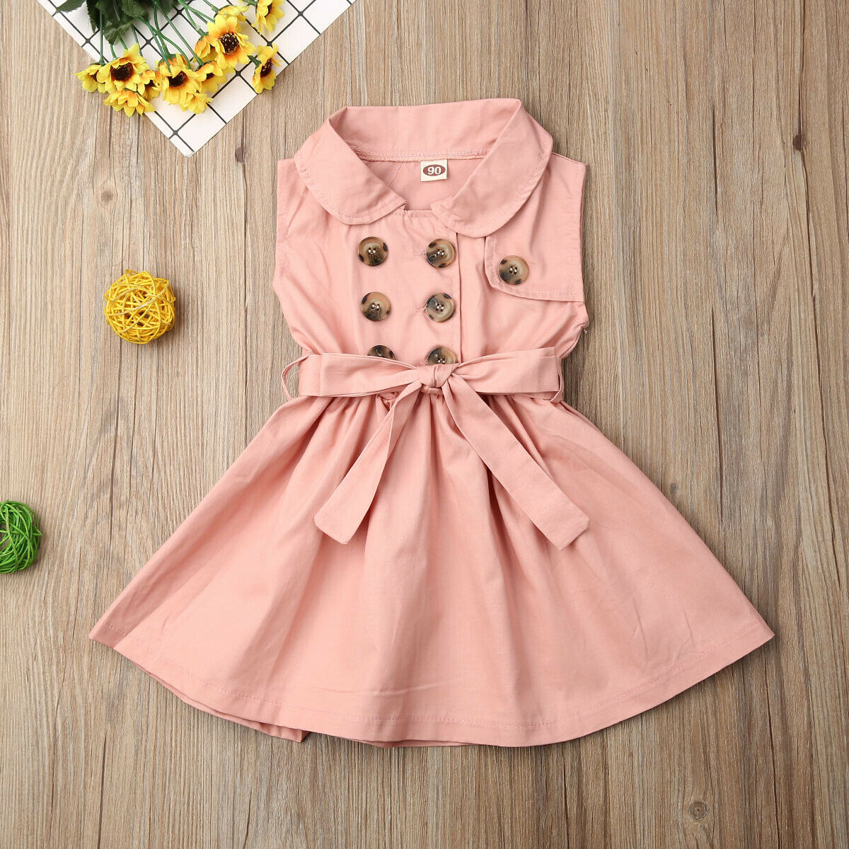 2020 Spring Cotton Baby Toddlers Kids Girl Solid Dress Sleeveless Casual Dresses Party Clothes New Years Gift 12 3 4 5 6 YearsX1019