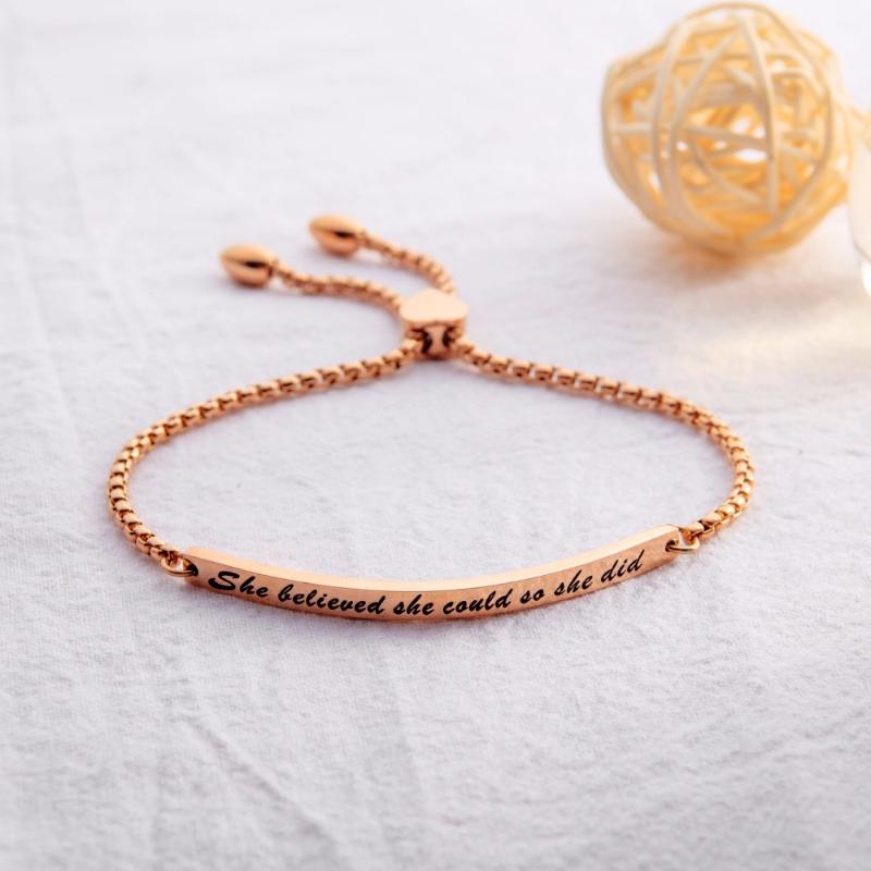 Charm Bracelets She Believed Could So Did- Engrave In Stainless Steel Adjustable Quote Bracelet Graduation Gift
Charm Bracelets She Believed Could So Did- Engrave In Stainless Steel Adjustable Quote Bracelet Graduation Gift