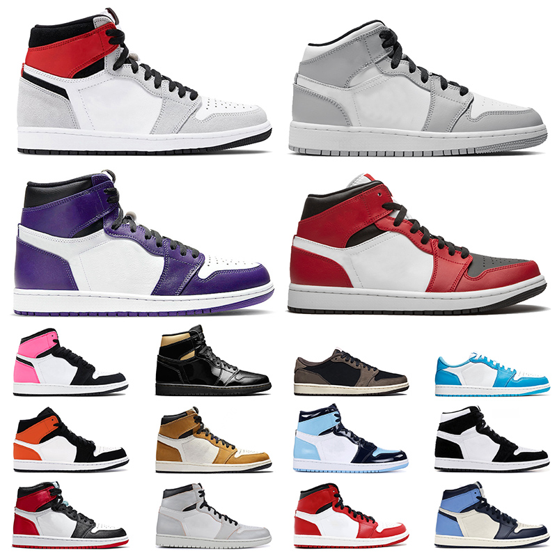 Original 1 Mens Womens 1s OG Jumpman Basketball Shoes High Court Purple Mid Light Smoke Grey Chicago UNC Crimson Tint Trainers Low Sneakers
Original 1 Mens Womens 1s OG Jumpman Basketball Shoes High Court Purple Mid Light Smoke Grey Chicago UNC Crimson Tint Trainers Low Sneakers