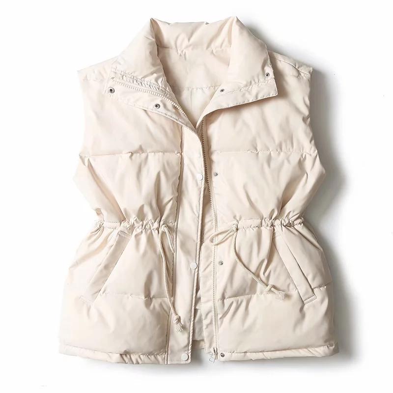 Womens new Vest Sleeveless Jacket Down Cotton Winter Waistcoat Korean Lace Solid Plus Size Autumn Women Vest Coat Gilet Femme