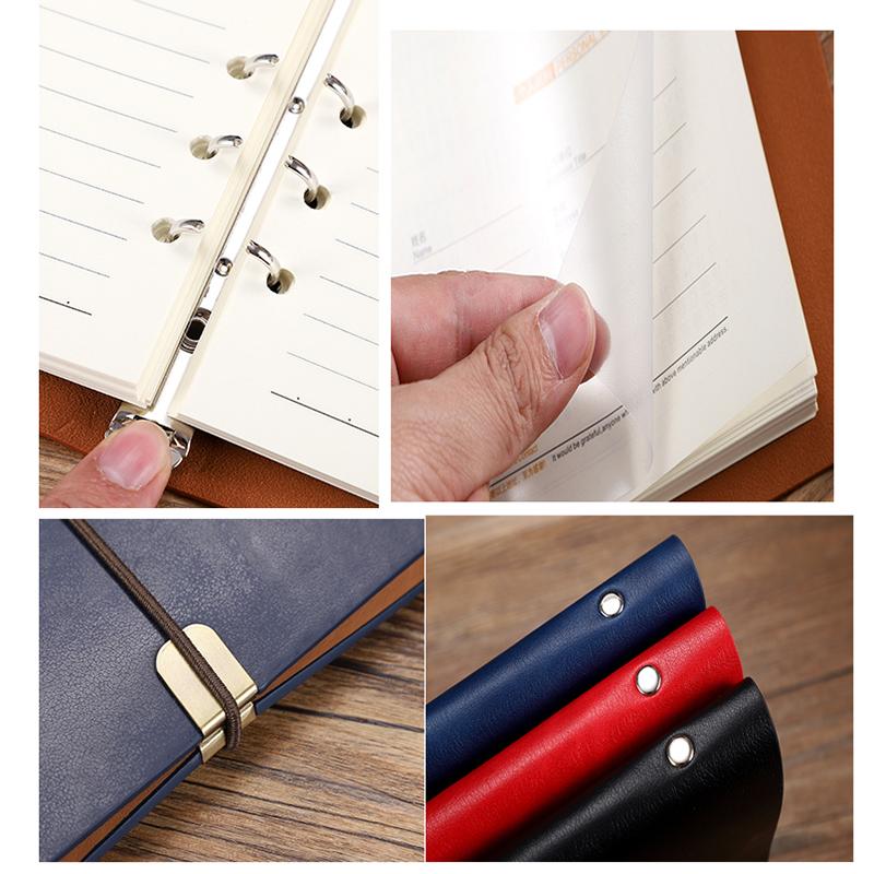 Notepads RuiZe A6 A5 Leather Notebook Journal 2021 Soft Cover Spiral Planner 6 Ring Binder Office Business Note Book Stationery