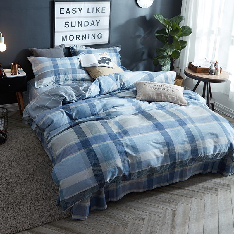 100% Cotton Fabric Japan Brief Style Plaid King Size Bedding Set Including Duvet Cover Pillowcase Skirt Sheet1
100% Cotton Fabric Japan Brief Style Plaid King Size Bedding Set Including Duvet Cover Pillowcase Skirt Sheet1