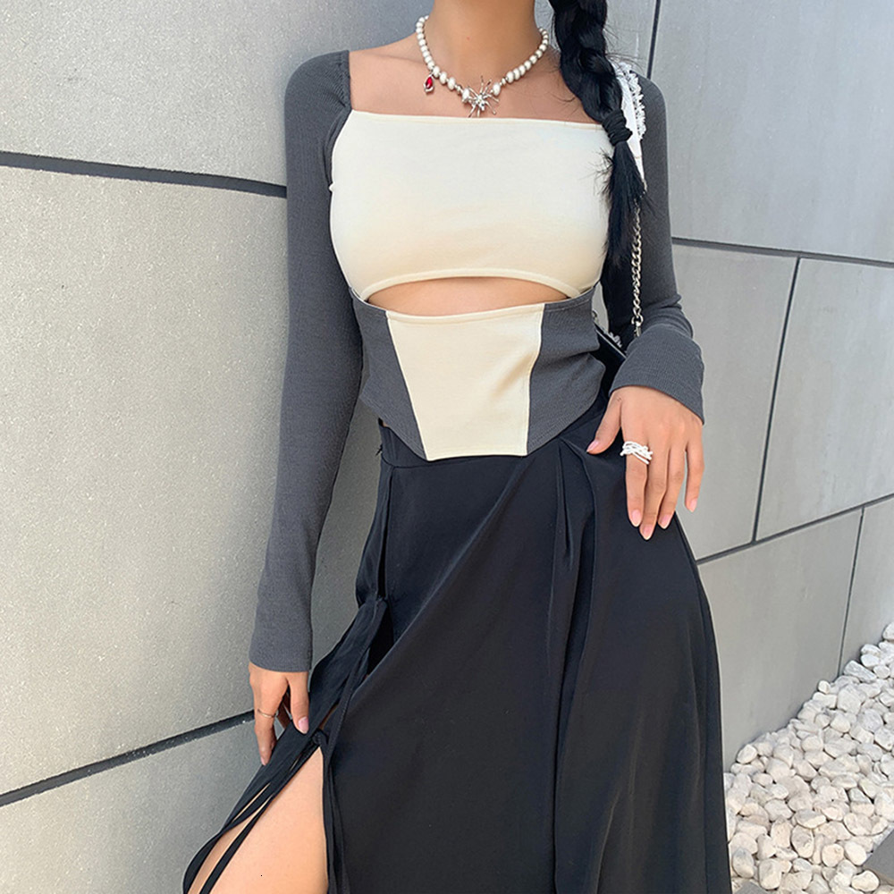 2021 New Streetwear Korean Fashiont-shirt Thin Elastic Chic Hipster Popular Autumn Women Fashion Contrast Out Square Collar RJZU, Gray
2021 New Streetwear Korean Fashiont-shirt Thin Elastic Chic Hipster Popular Autumn Women Fashion Contrast Out Square Collar RJZU, Gray