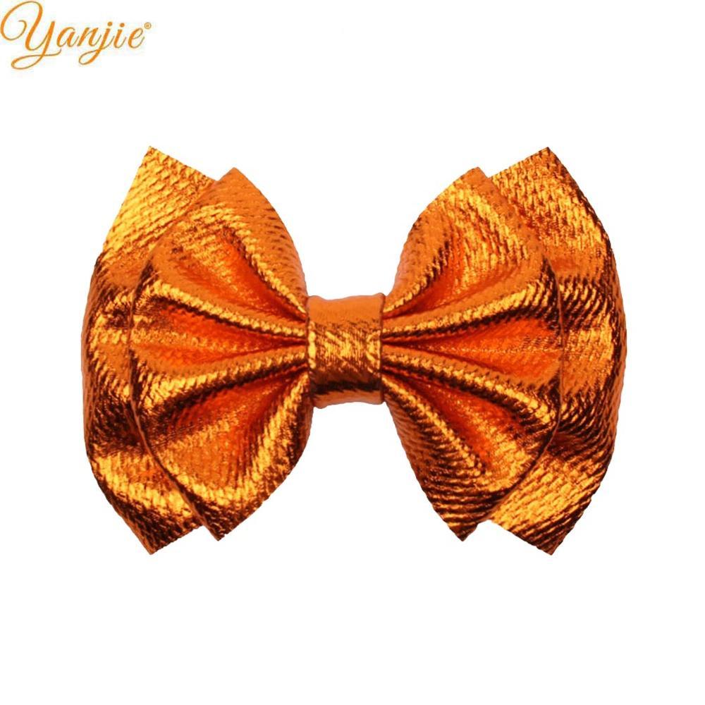 10pcs/lot 6'' Large Metallic Bullet Fabric Hair Bows For Kids New Barrette Hair Clip Headband DIY Women Girls Hair Accessories LJ201226
