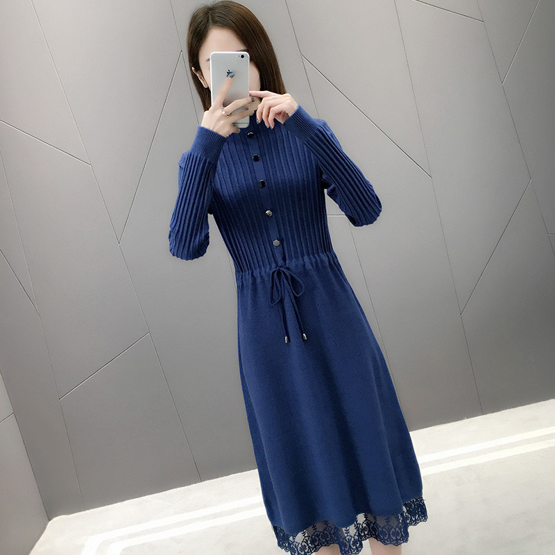 New Fashion Autumn Winter Women Long Sweater Dress Pullovers Warm Knitted Sweaters Pullover Dresses Lady 201109