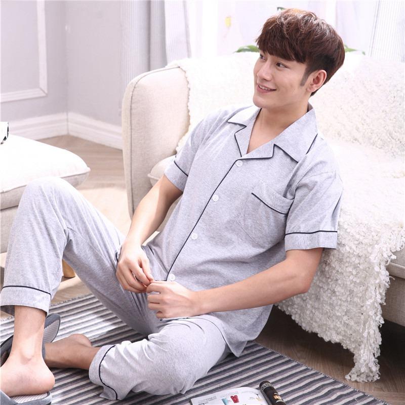 Men's 100% pajamas, soft and comfortable short sleeve pajamas, family, spring and summer, 2021, Blue
Men's 100% pajamas, soft and comfortable short sleeve pajamas, family, spring and summer, 2021, Blue
